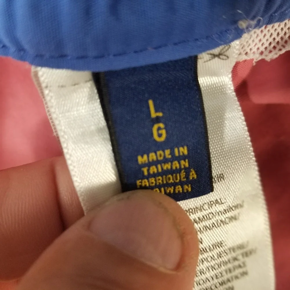 Polo Ralph Lauren board shorts bathing suit cargo pocket men's large pink nylon